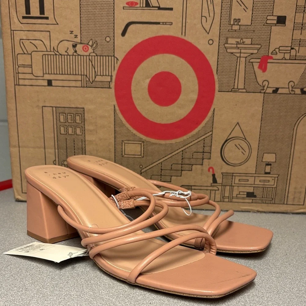 A New Day Tan Strappy Heels NWT - Picture 1 of 4